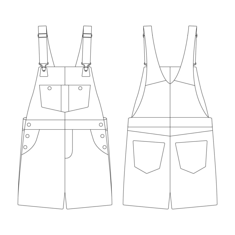 sjabloon shorts slabbetje algemeen vector illustratie vlak ontwerp schets kleding verzameling