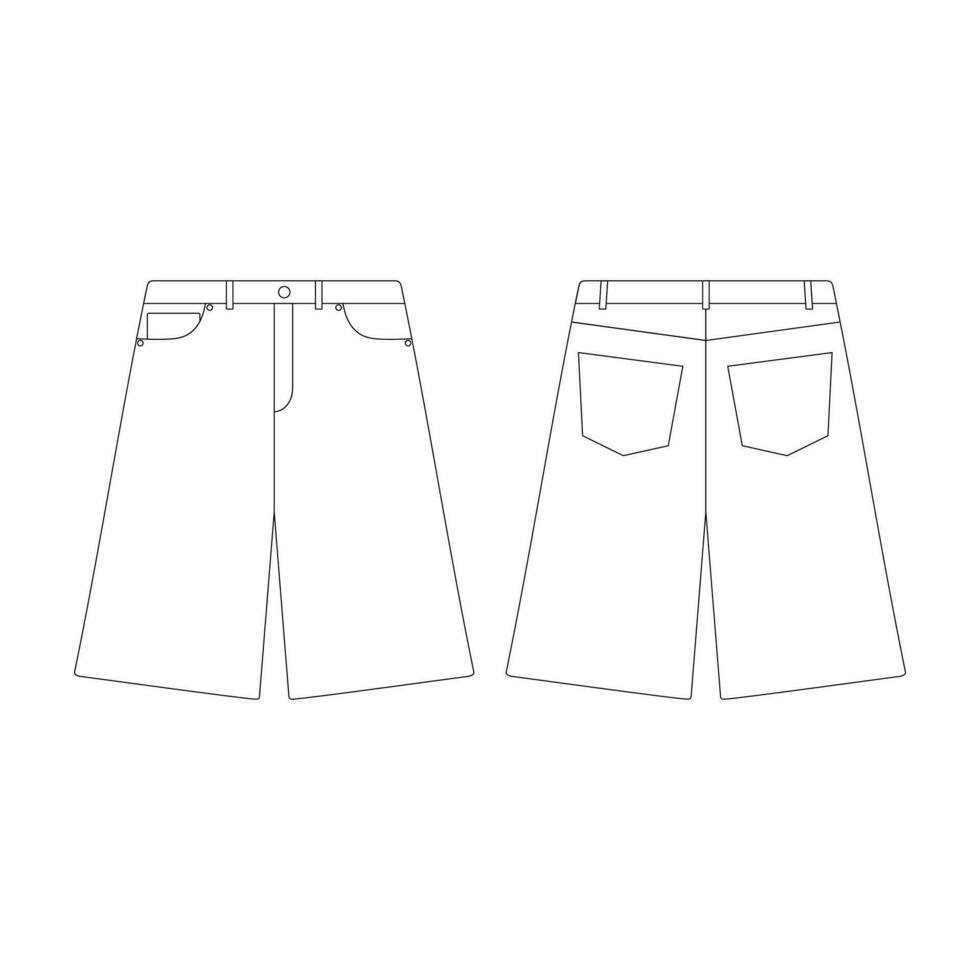 sjabloon lengte breed shorts vector illustratie vlak ontwerp schets kleding verzameling