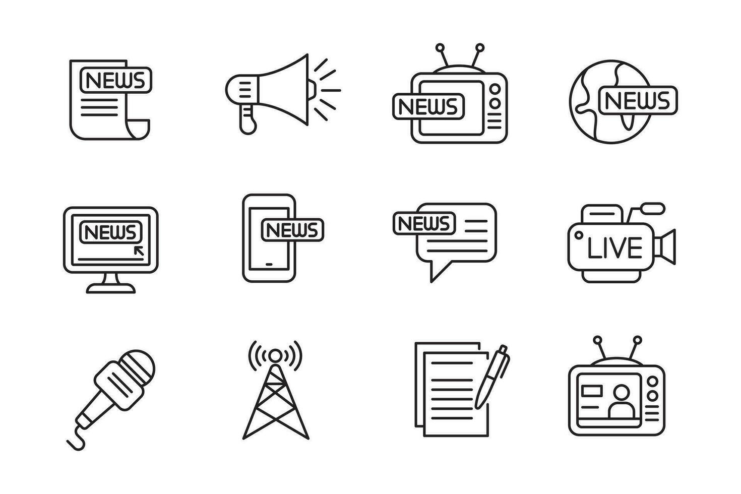 reeks van nieuws pictogrammen in lineair stijl geïsoleerd Aan wit achtergrond vector