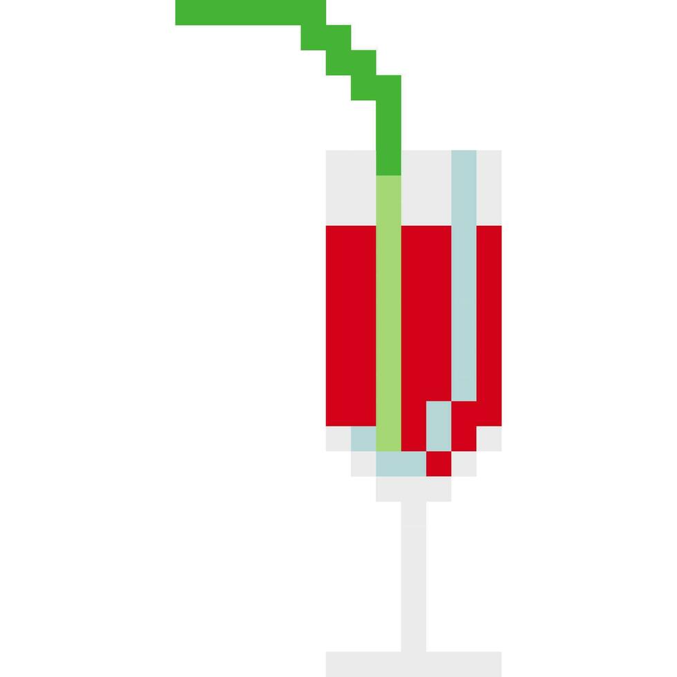 wijn glas tekenfilm icoon in pixel stijl vector