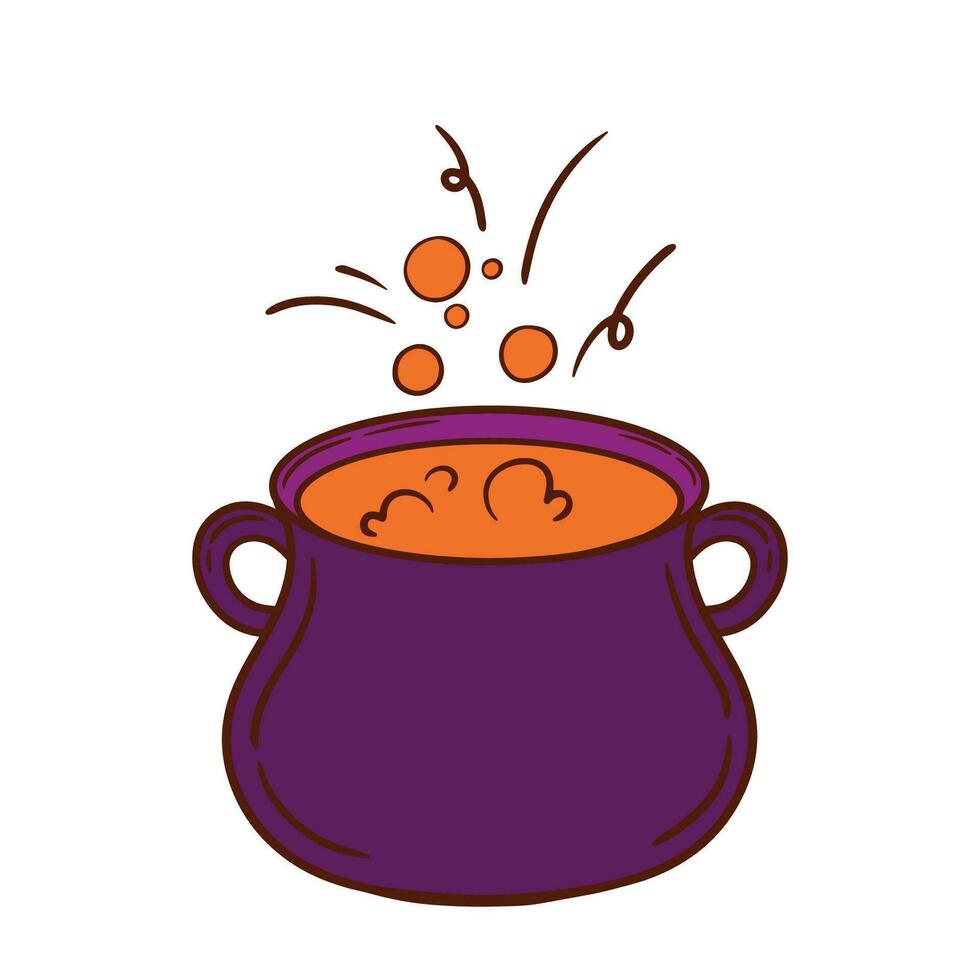 een pot van heks toverdrank voor halloween element decoratie in schattig tekenfilm element decoratie vector