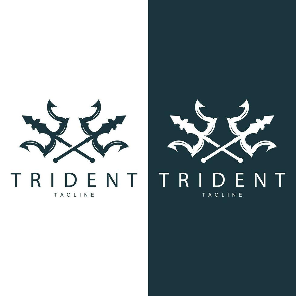 drietand wapen logo, vector speer van koning Poseidon Neptunus, symbool sjabloon ontwerp