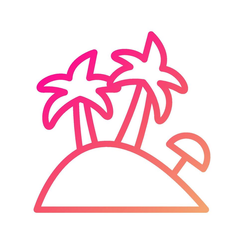 eiland icoon helling roze geel zomer strand symbool illustratie. vector