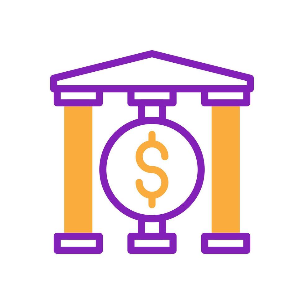 bank icoon duotoon Purper geel bedrijf symbool illustratie. vector