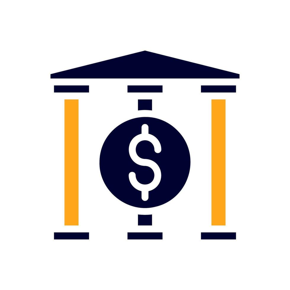 bank icoon solide oranje zwart bedrijf symbool illustratie. vector