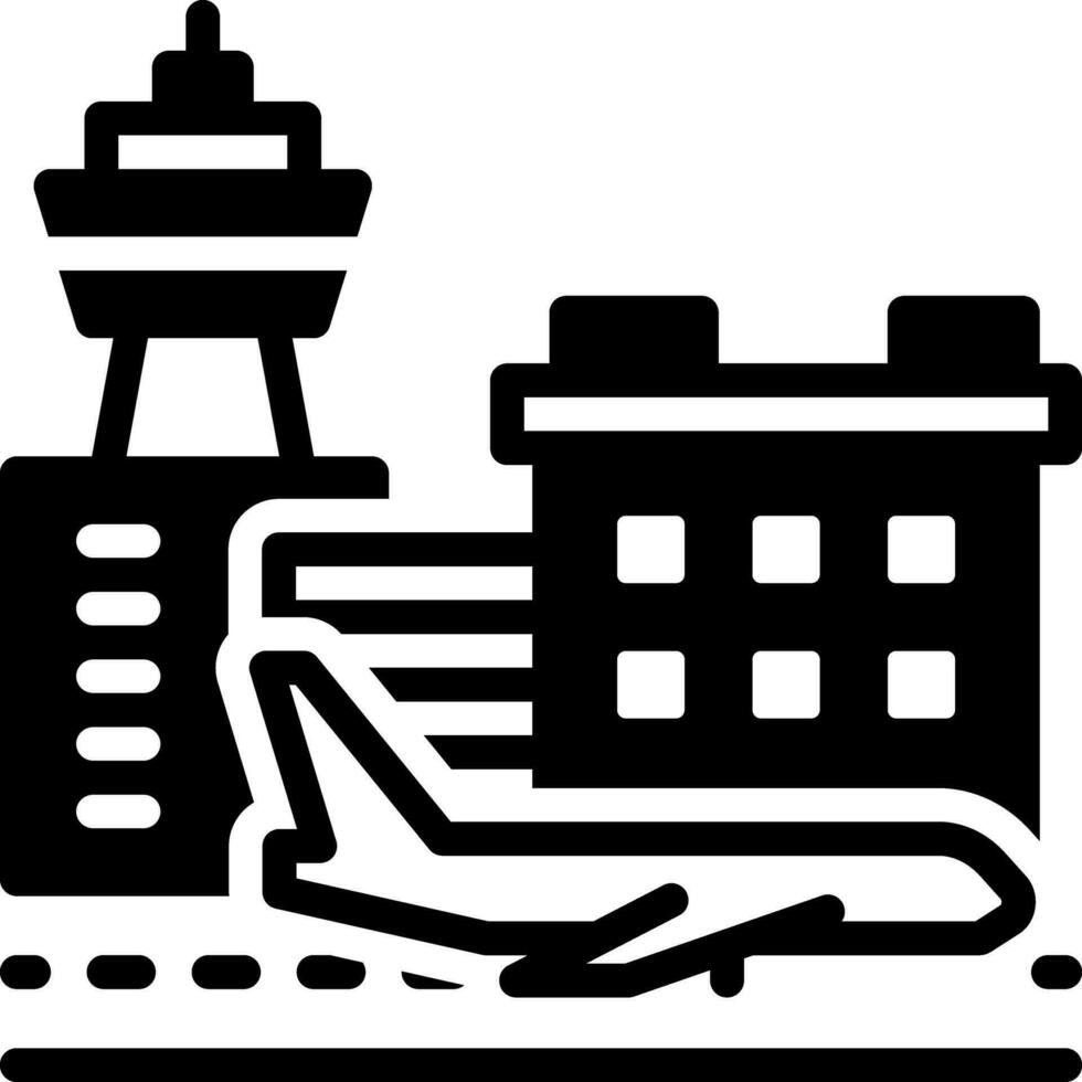 solide icoon voor luchthavens vector