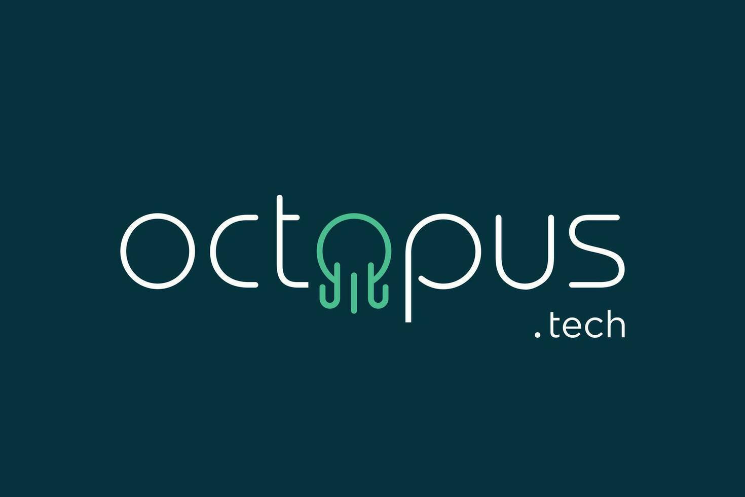 Octopus typografie logo ontwerp vector met creatief element concept