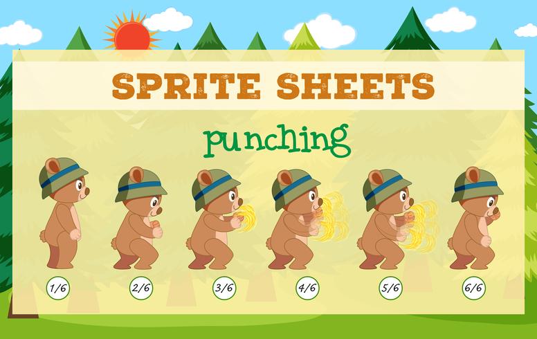 Een sprite sheet ponsen spel sjabloon vector