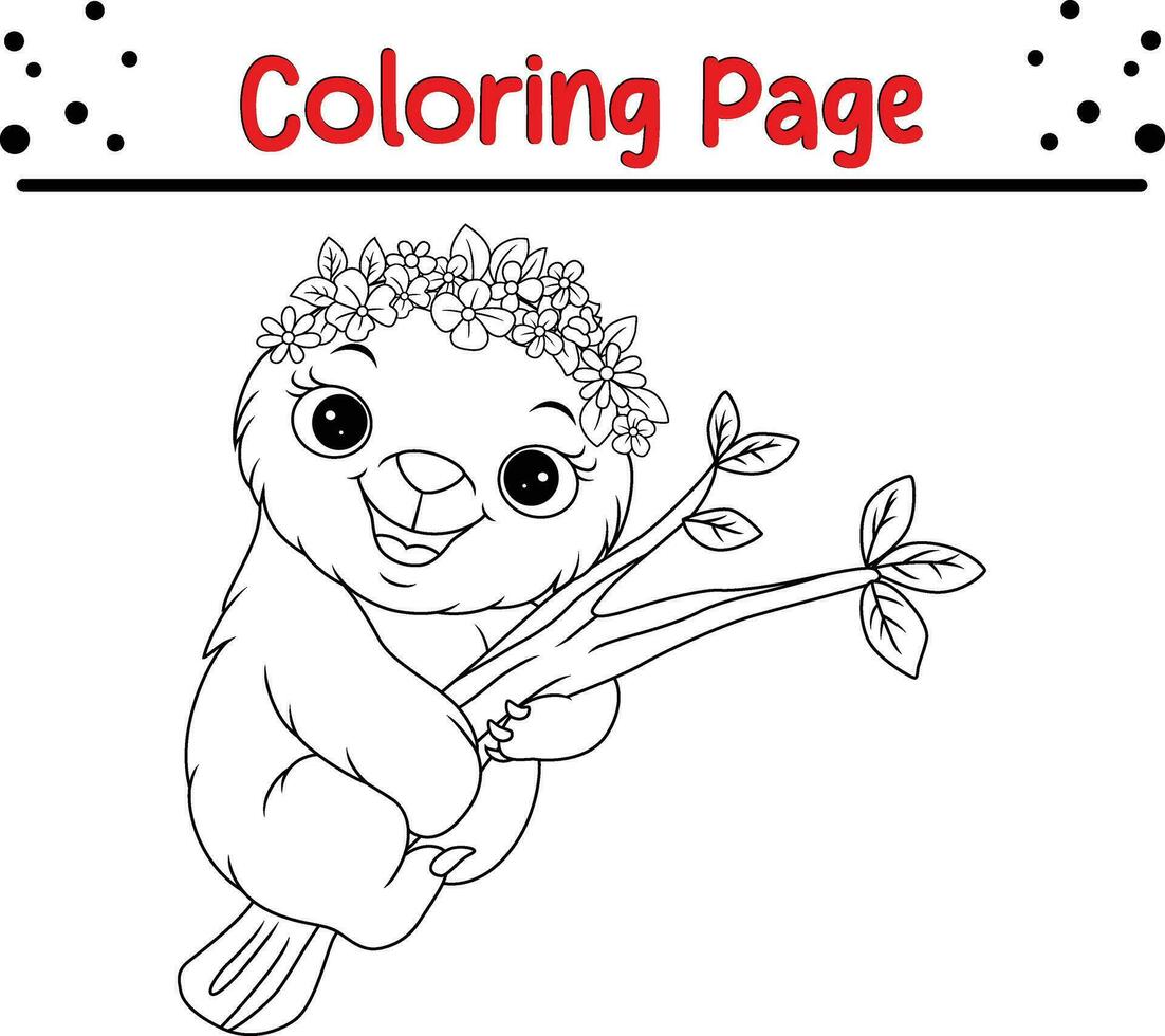 baby luiaard dier kleur bladzijde illustratie vector. voor kinderen kleur boek. vector