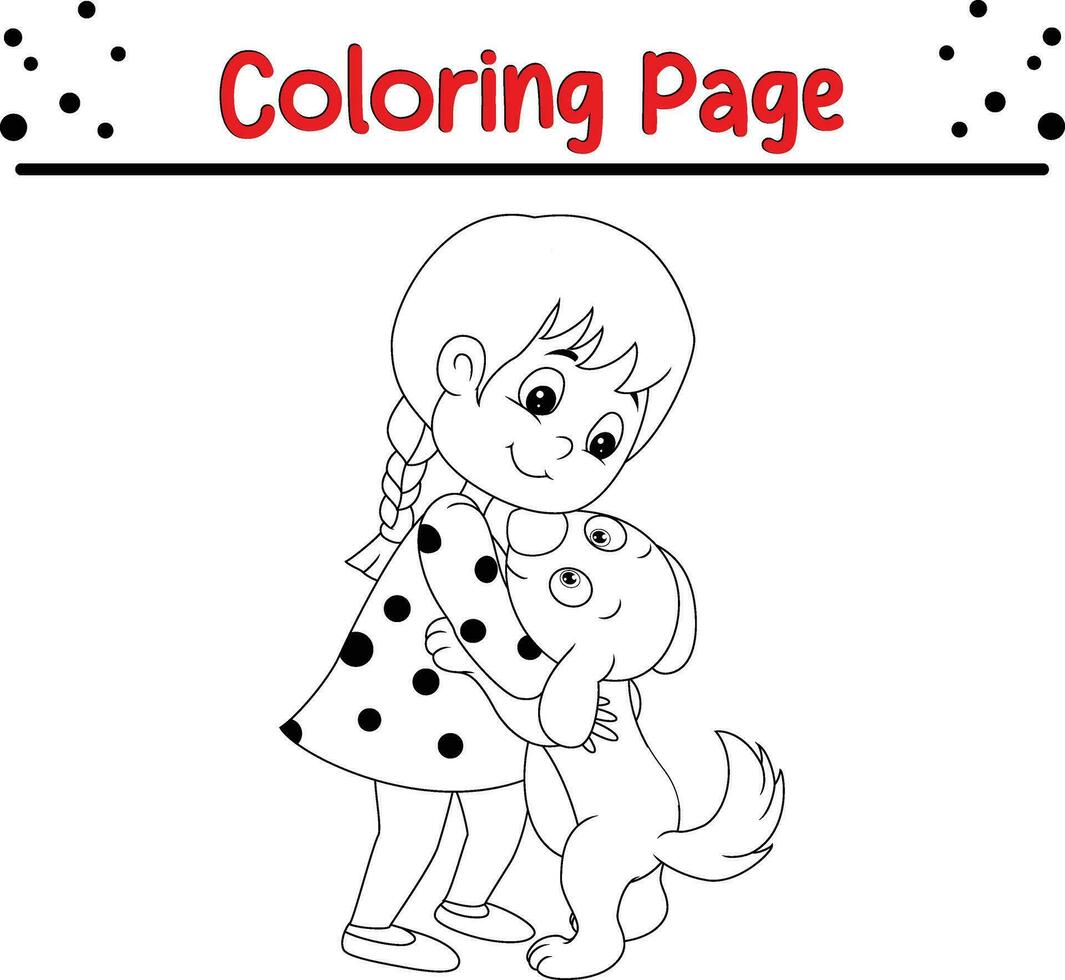 weinig meisje kleur bladzijde voor kinderen. zwart en wit vector illustratie voor kleur boek