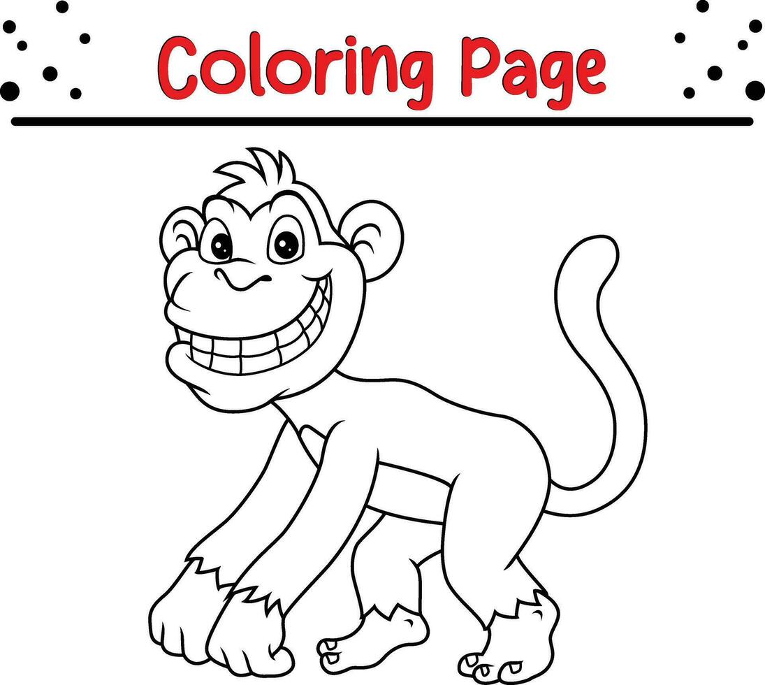 schattig aap tekenfilm kleur bladzijde. dier illustratie vector. voor kinderen kleur boek. vector