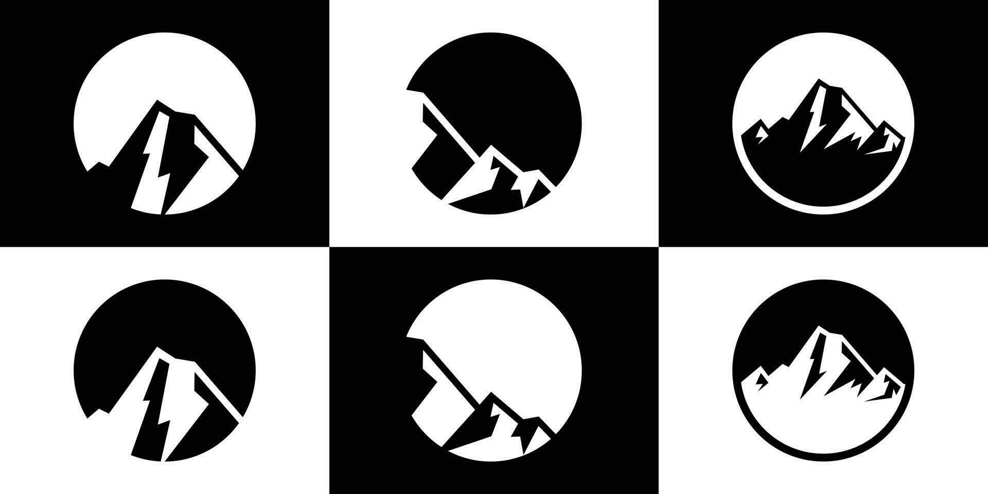 logo ontwerp silhouet van berg in cirkel icoon vector illustratie