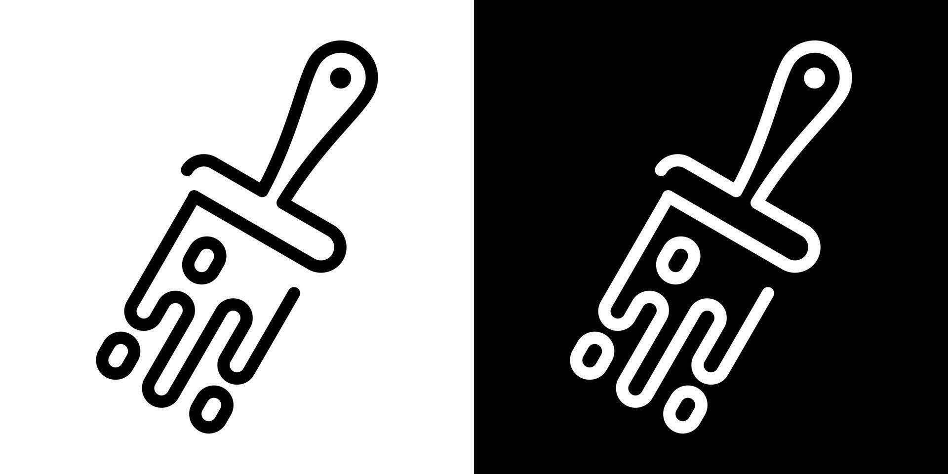 verf borstel logo icoon lijn vector illustratie