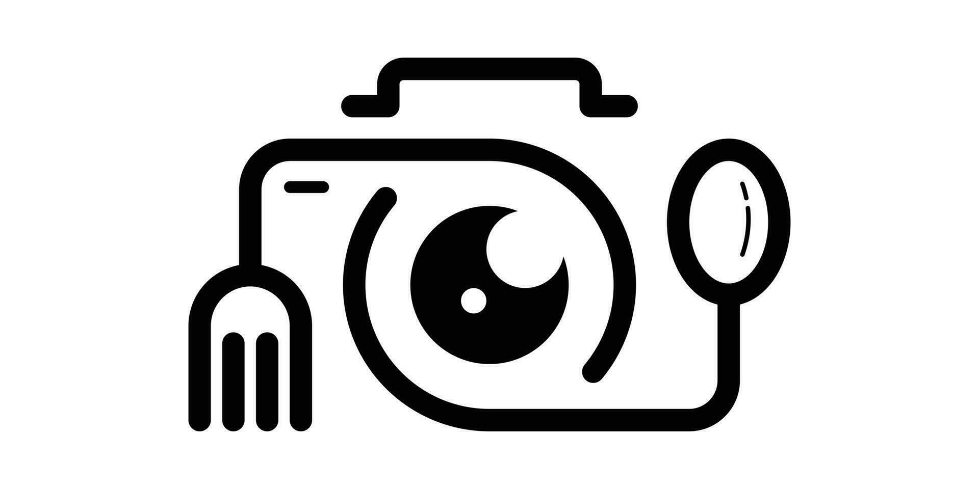 camera en voedsel lepel logo ontwerp lijn icoon vector illustratie