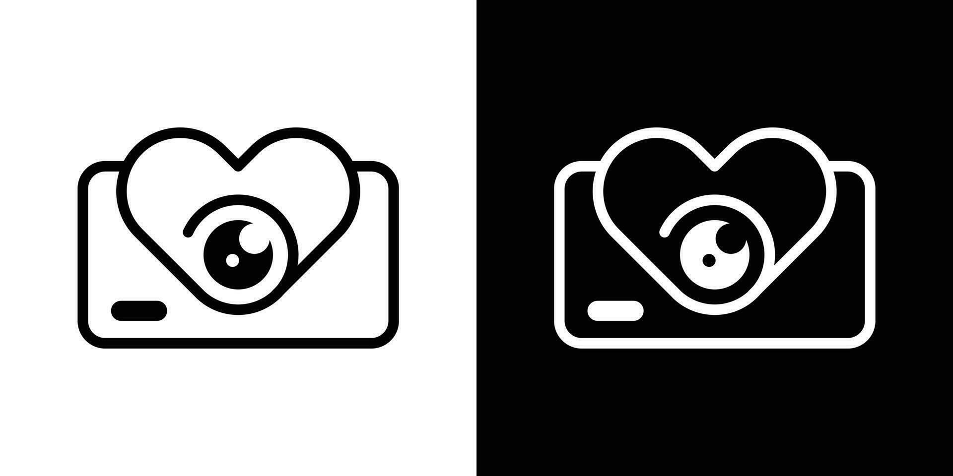 logo ontwerp liefde en camera icoon lijn vector illustratie
