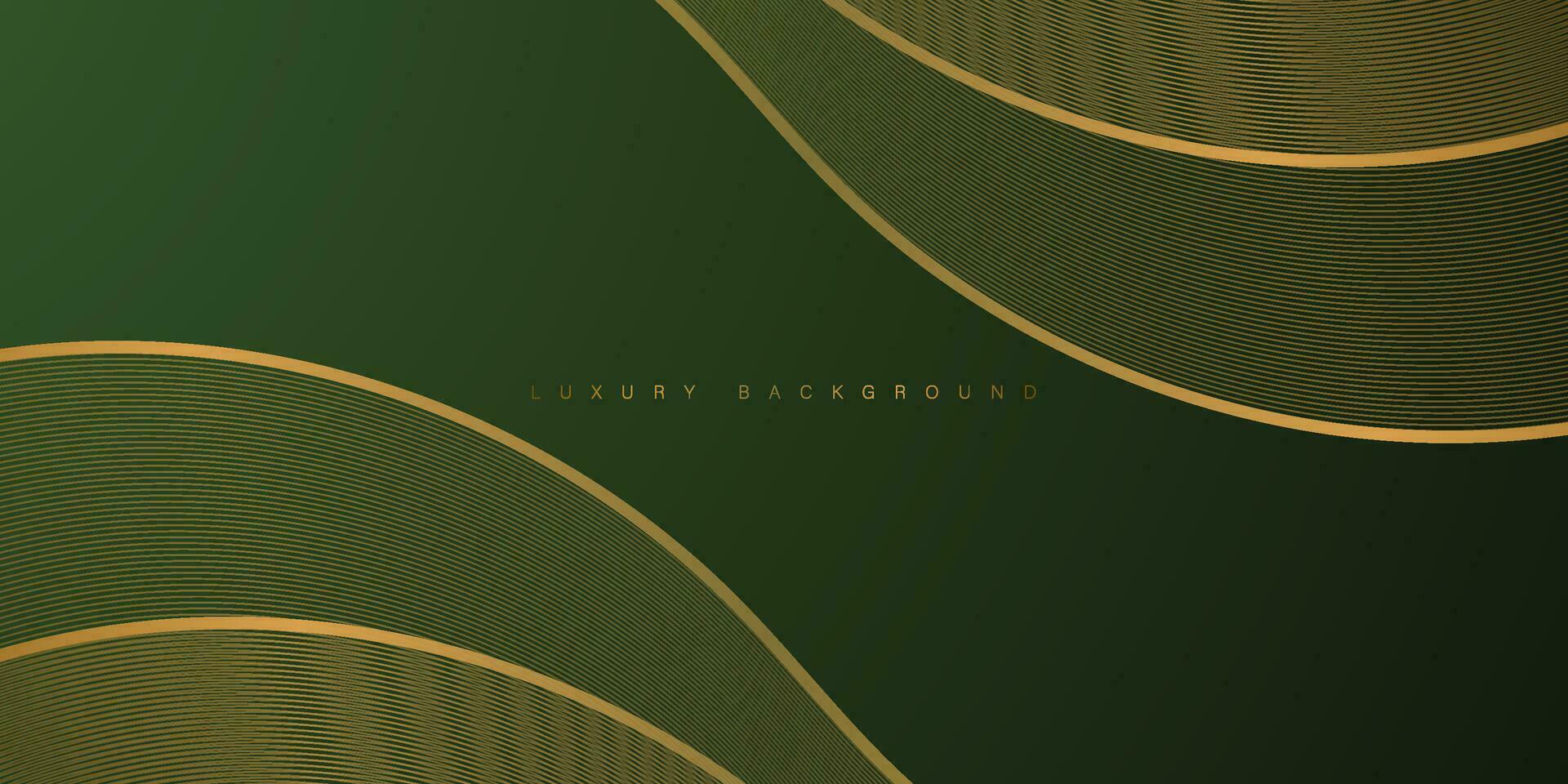 abstract groen overlappen achtergrond met 3d goud lijn en vorm gelaagde golven structuur in elegant ontwerp. eps10 vector