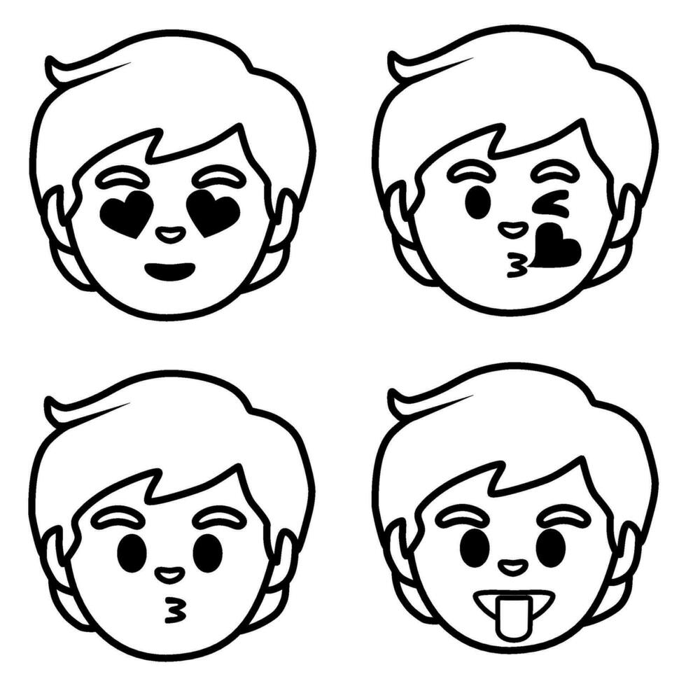 vier verschillend uitdrukkingen van een jongens gezicht vector