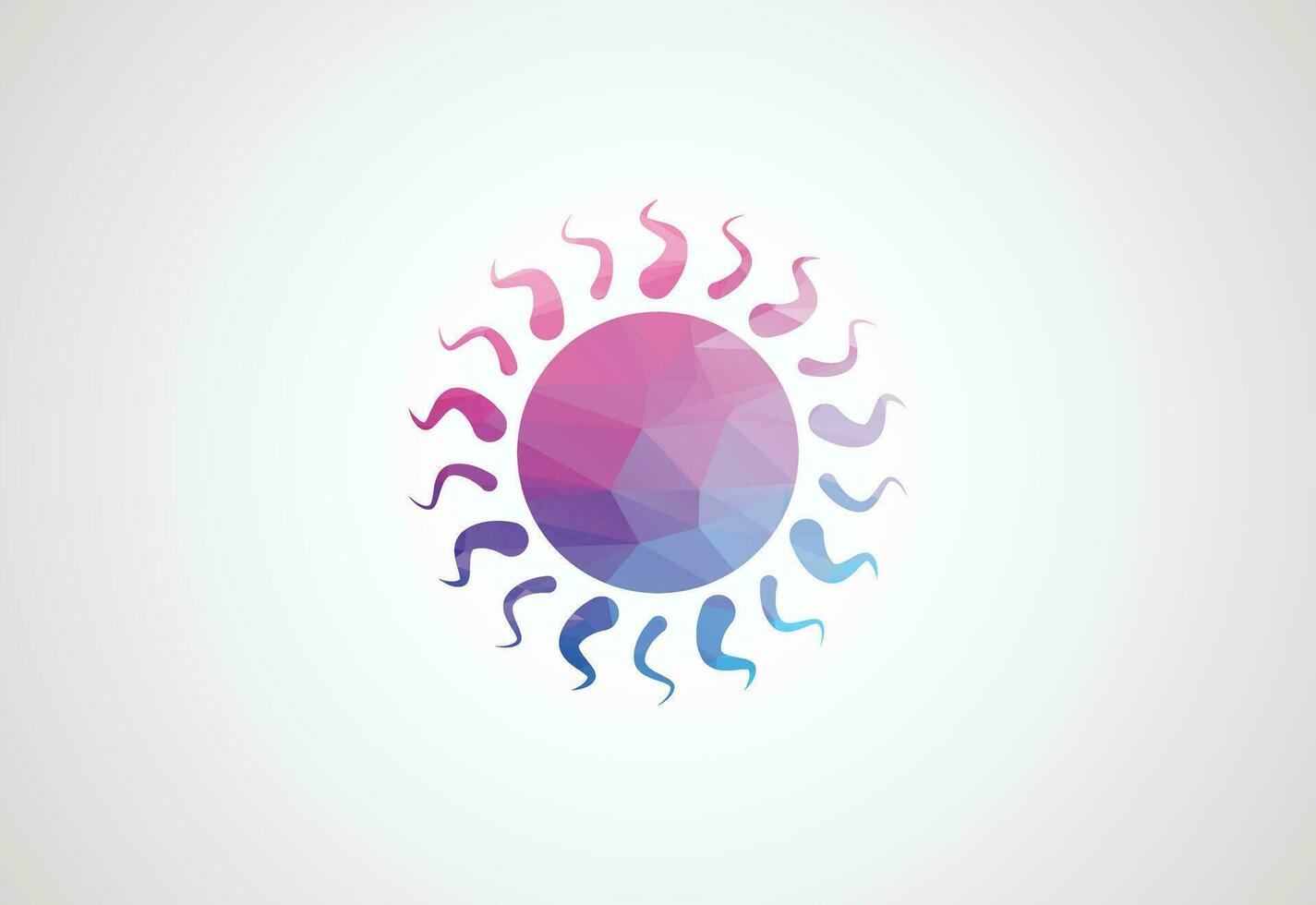 laag poly en zon logo, vector ontwerp concept