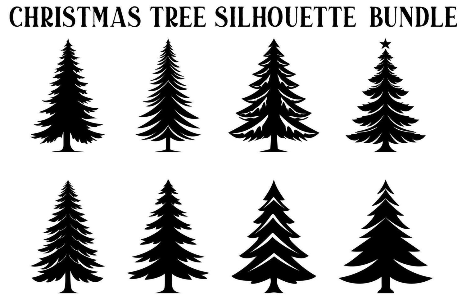 Kerstmis boom silhouet clip art bundel, reeks van winter bomen, pijnboom bomen vector silhouet reeks
