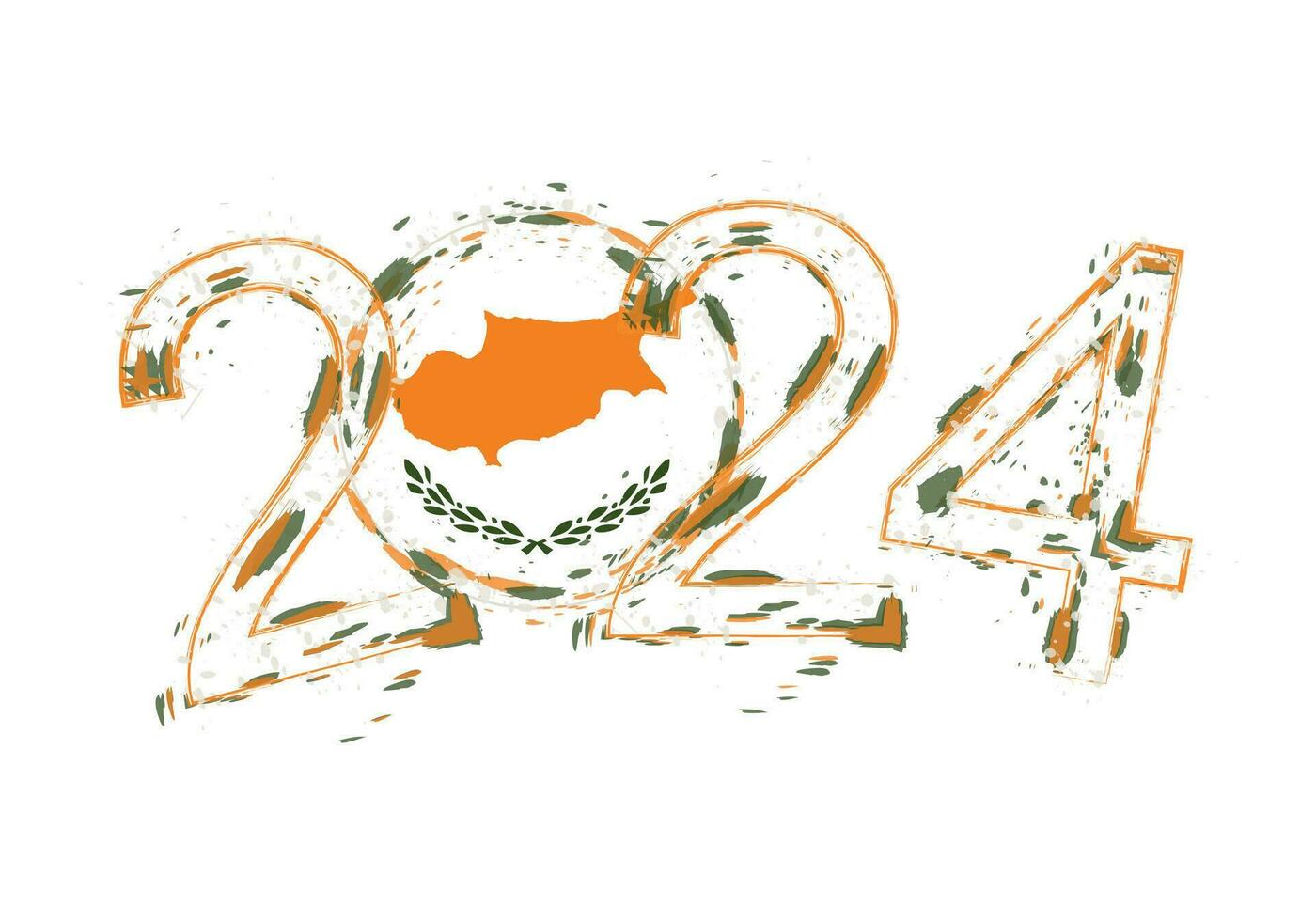 2024 jaar in grunge stijl met vlag van Cyprus. vector
