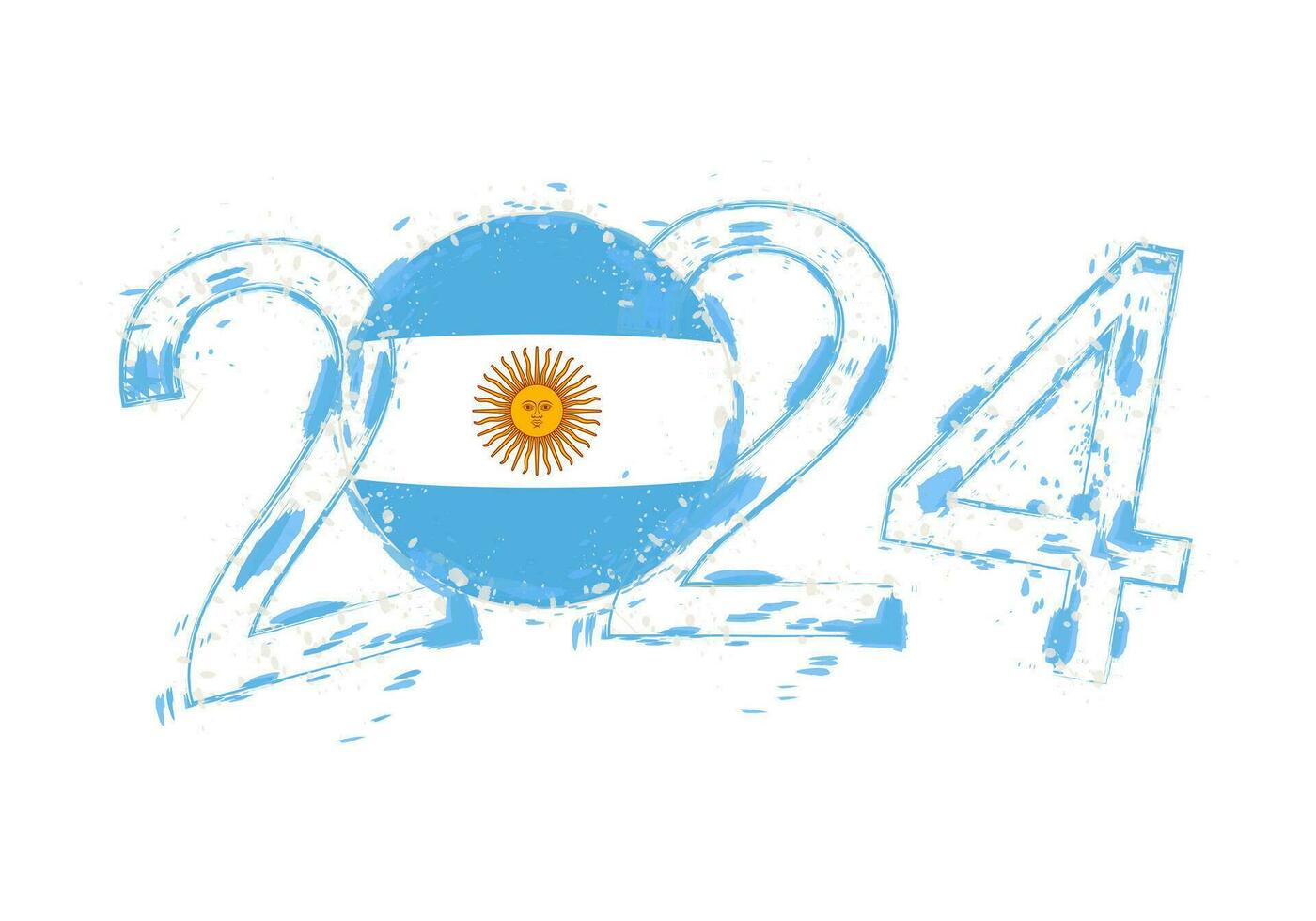 2024 jaar in grunge stijl met vlag van Argentinië. vector
