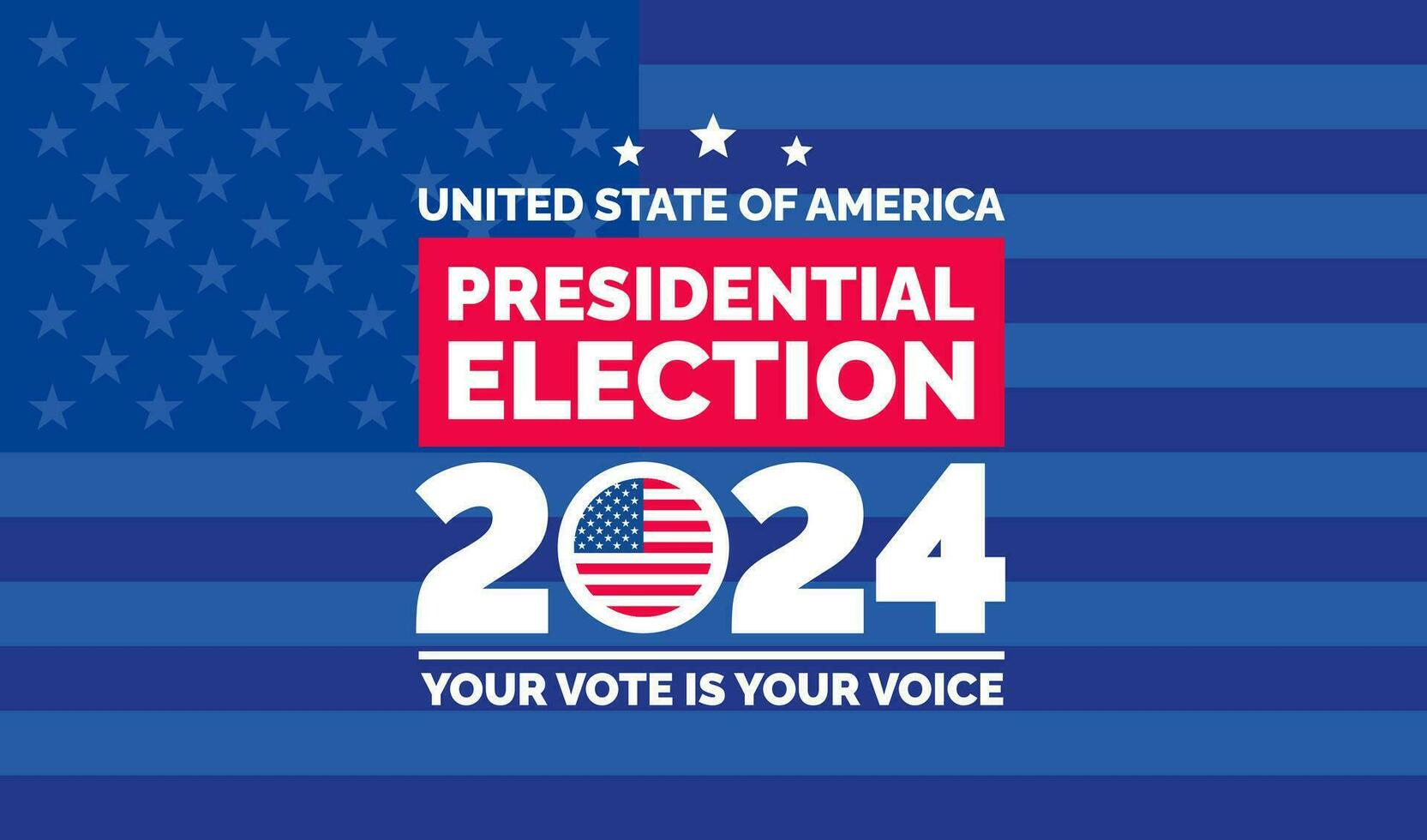 presidentieel verkiezing 2024 achtergrond ontwerp sjabloon met Verenigde Staten van Amerika vlag. stemmen in Verenigde Staten van Amerika vlag banier ontwerp. verkiezing stemmen poster. president stemmen 2024. politiek verkiezing 2024 campagne achtergrond. vector