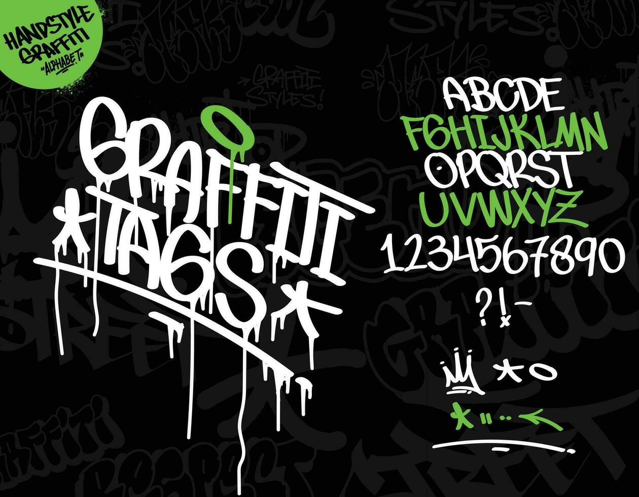 graffiti kunst alfabet. decoratief graffiti doopvont vector ontwerp.