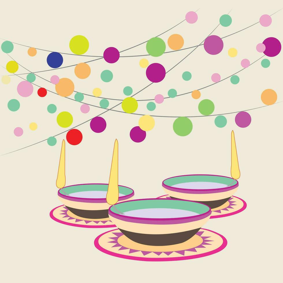 vector illustratie van diwali viering met decoratief kleurrijk ontwerp set.