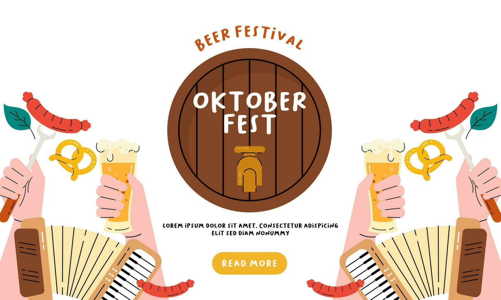 oktoberfeest banier achtergrond. bier festival vlak hand- getrokken illustratie vector
