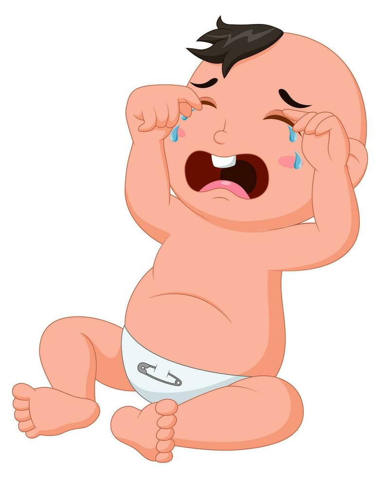 tekenfilm schattig baby zittend huilen. vector illustratie