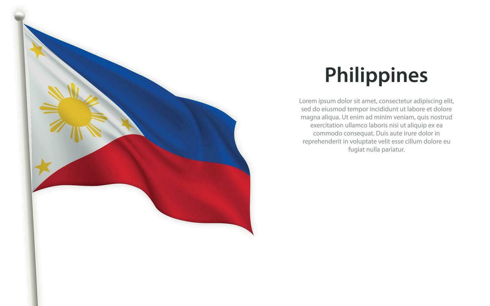 golvend vlag van Filippijnen Aan wit achtergrond. sjabloon voor onafhankelijkheid dag vector