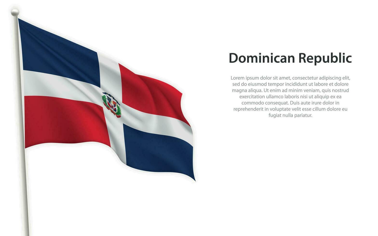 golvend vlag van dominicaans republiek Aan wit achtergrond. sjabloon voor onafhankelijkheid dag vector