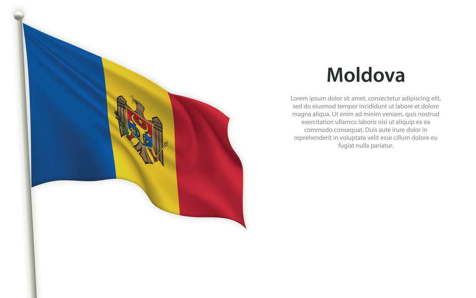 golvend vlag van Moldavië Aan wit achtergrond. sjabloon voor onafhankelijkheid dag vector