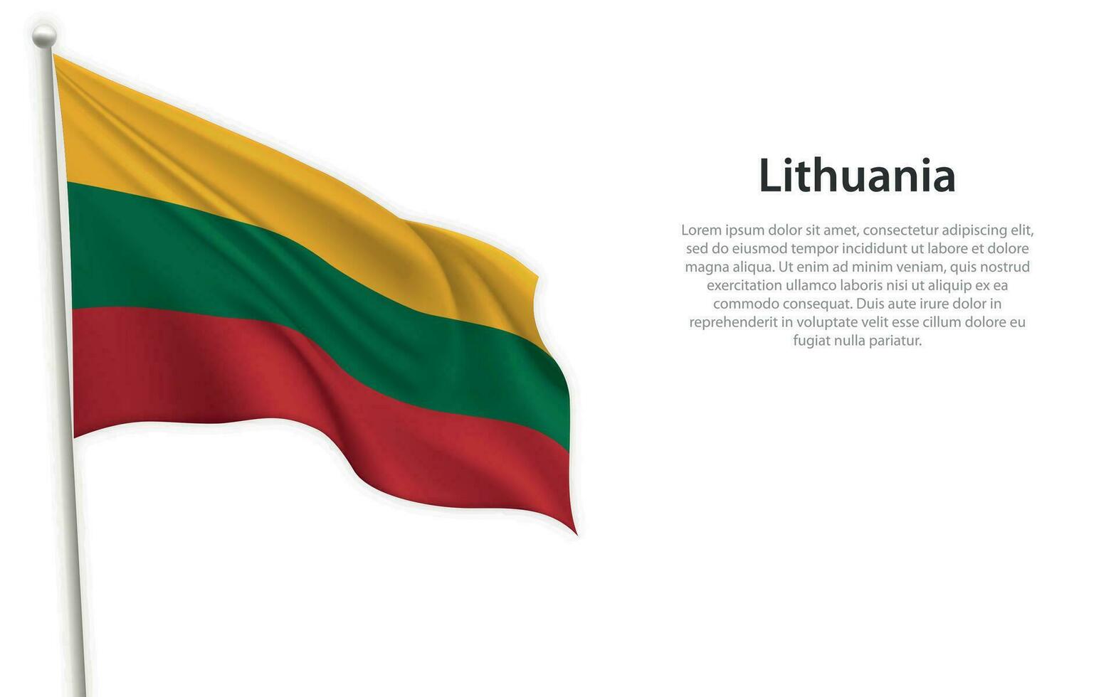 golvend vlag van Litouwen Aan wit achtergrond. sjabloon voor onafhankelijkheid dag vector