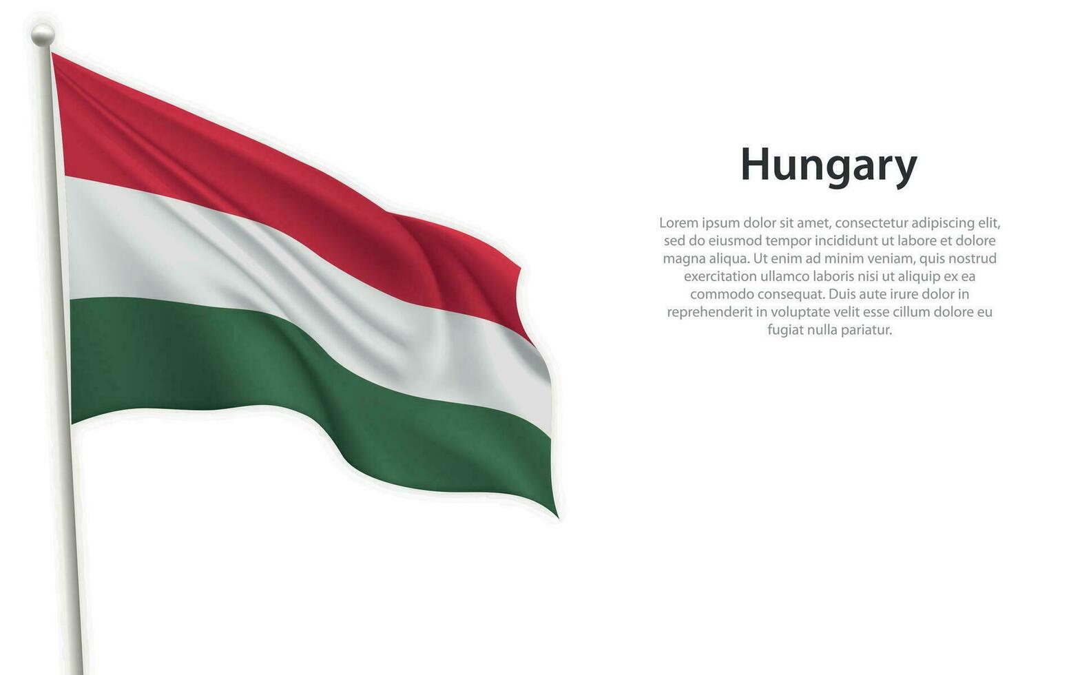 golvend vlag van Hongarije Aan wit achtergrond. sjabloon voor onafhankelijkheid dag vector
