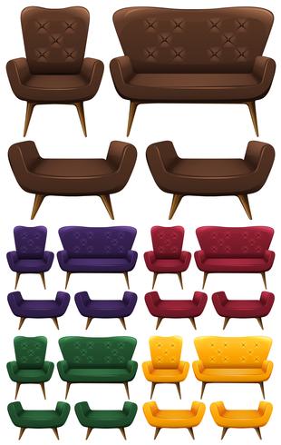 Sofa in vijf verschillende kleuren vector