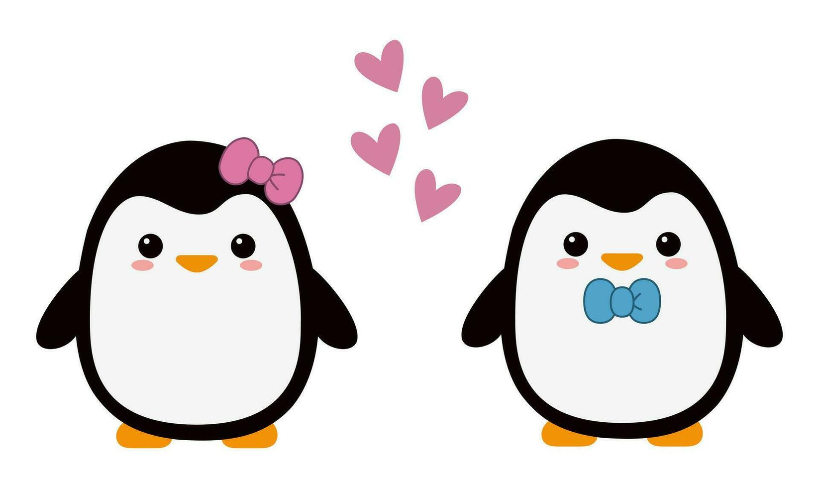 schattig pinguïn. pinguïn in liefde. vector hand- getrokken illustratie voor romantisch afdrukken, Valentijn dag kaarten.