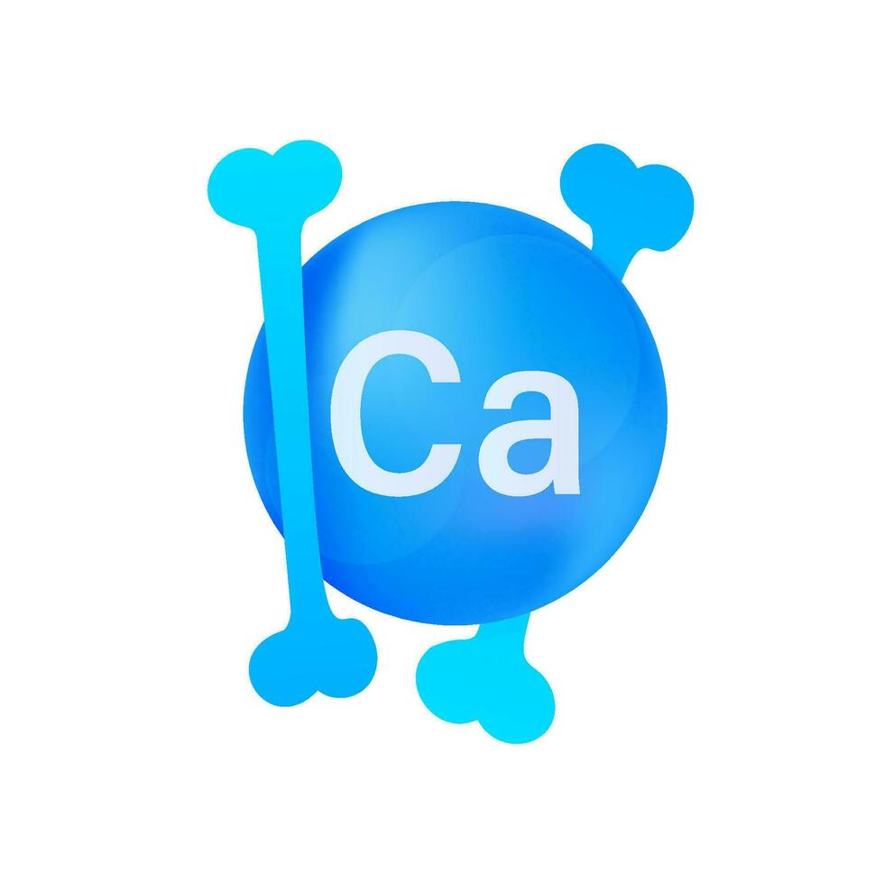 blauw calcium Aan wit achtergrond. calcium mineraal. ca pil capsule. vector voorraad illustratie