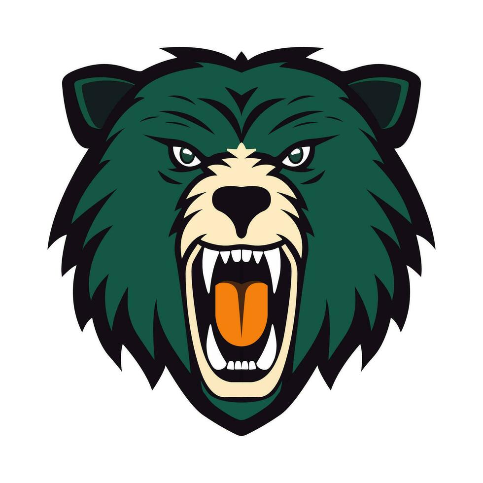 een grizzly beer met een Open mond, mascotte team logo. vector