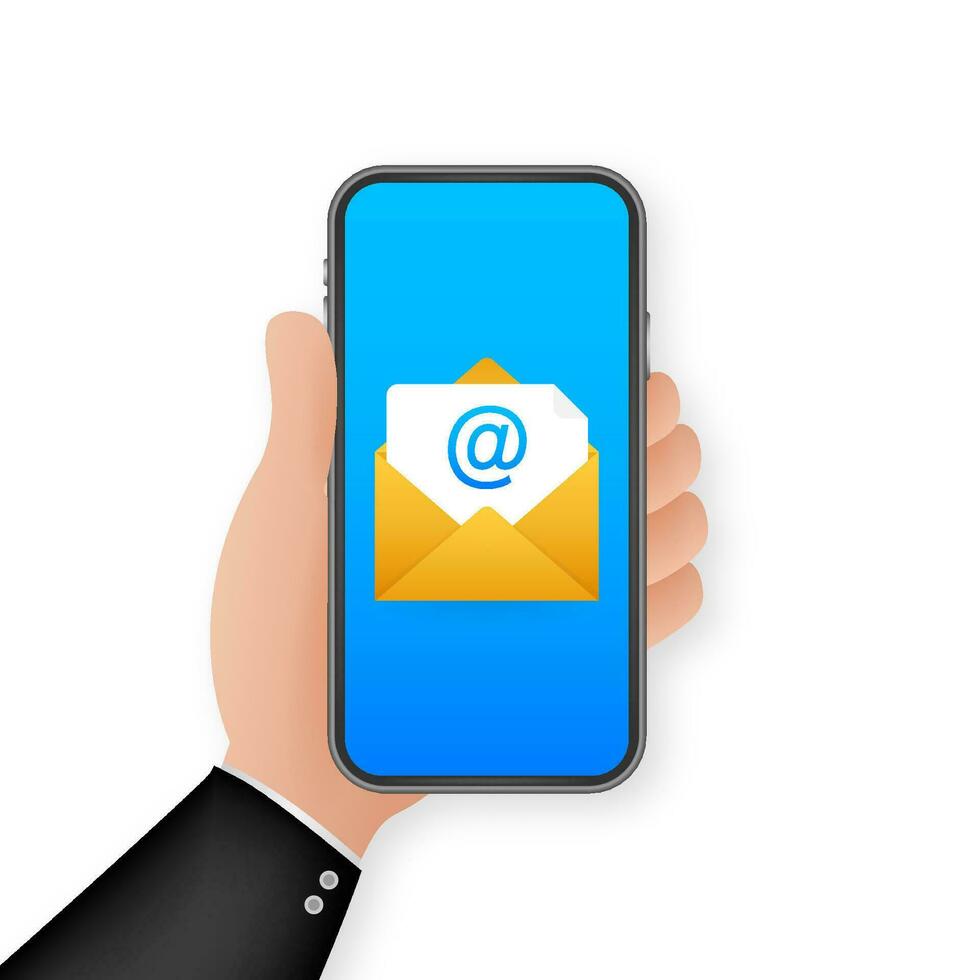 e-mail icoon. smartphone Aan wit achtergrond. concept bedrijf technologie. bericht herinnering concept. mail vector icoon. vector voorraad illustratie