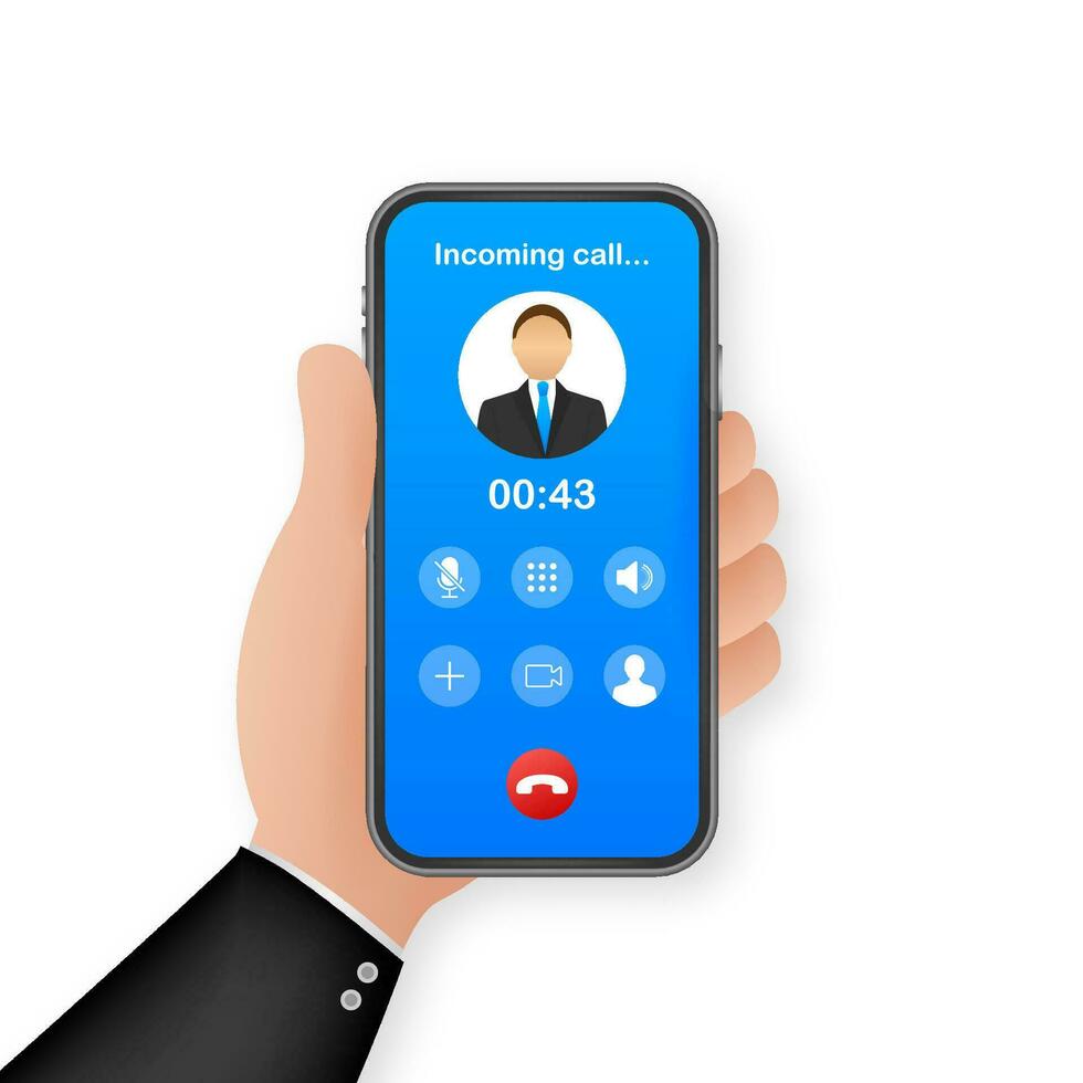 smartphone met inkomend telefoontje Aan Scherm. inkomend telefoongesprek. vector voorraad illustratie