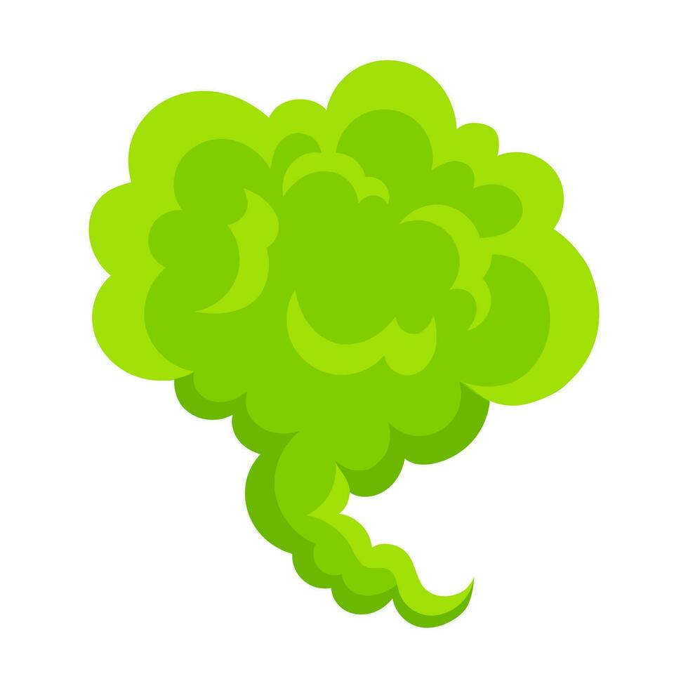 ruiken groen tekenfilm rook of scheet wolken vlak stijl ontwerp vector illustratie.