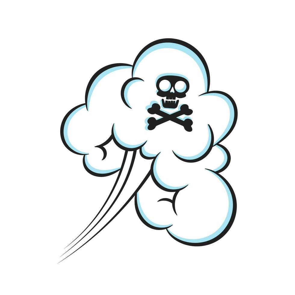 scheet rook ruiken wolk met schedel en kruispunt botten. vector