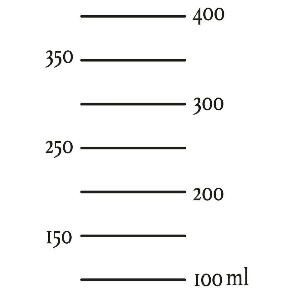 schaal 400 ml vloeistof volume. meten kop of kruik naar voorbereidingen treffen Koken. vector illustratie.