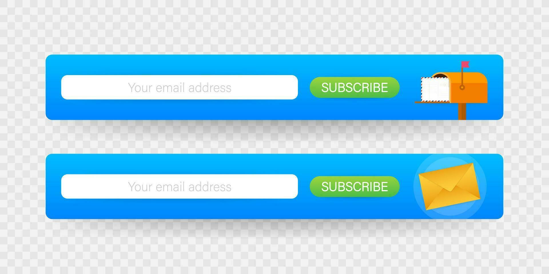 e-mail abonneren, online nieuwsbrief vector sjabloon met postbus en verzenden knop. vector voorraad illustratie