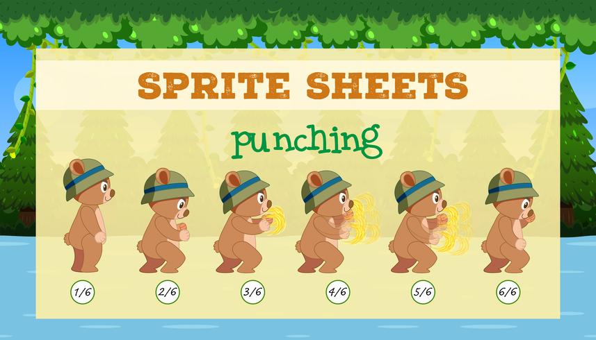 Een sprite sheet ponsen spel sjabloon vector