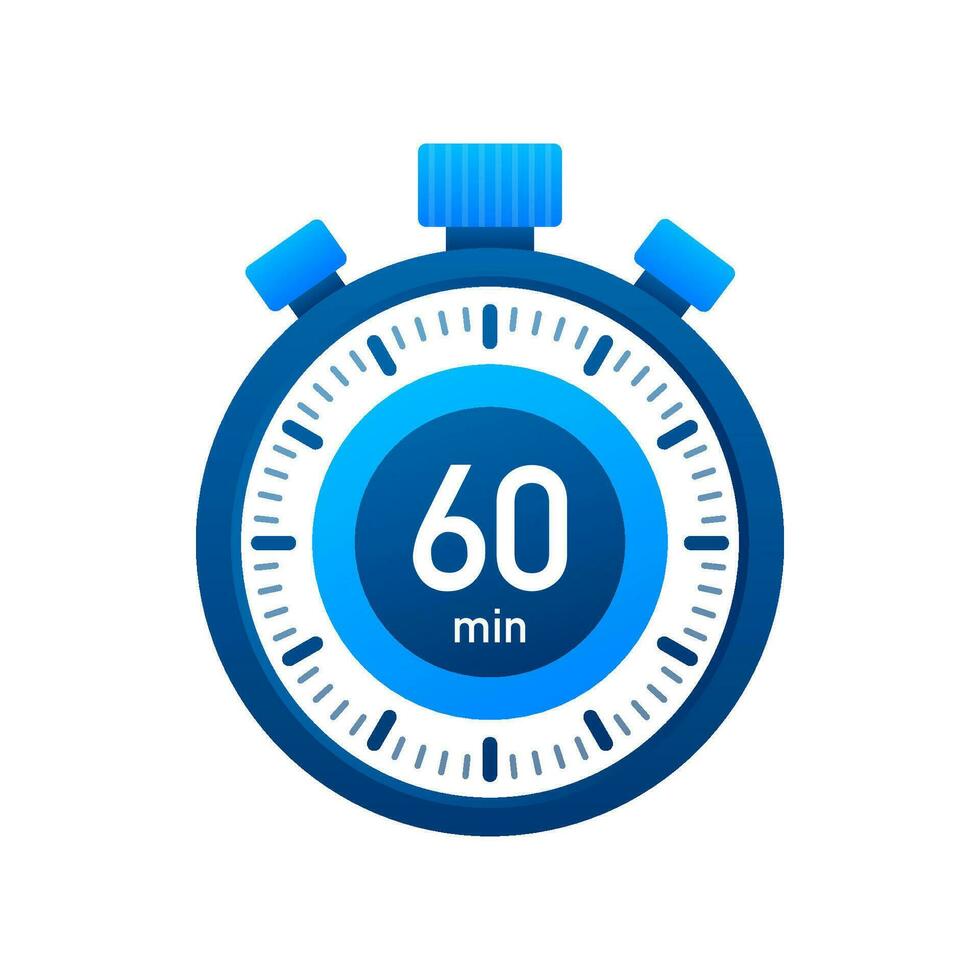 de 60 minuten, stopwatch vector icoon. stopwatch icoon in vlak stijl, timer Aan Aan kleur achtergrond. vector illustratie