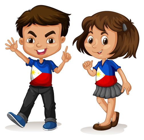 Filippijnen jongen en meisje groet vector