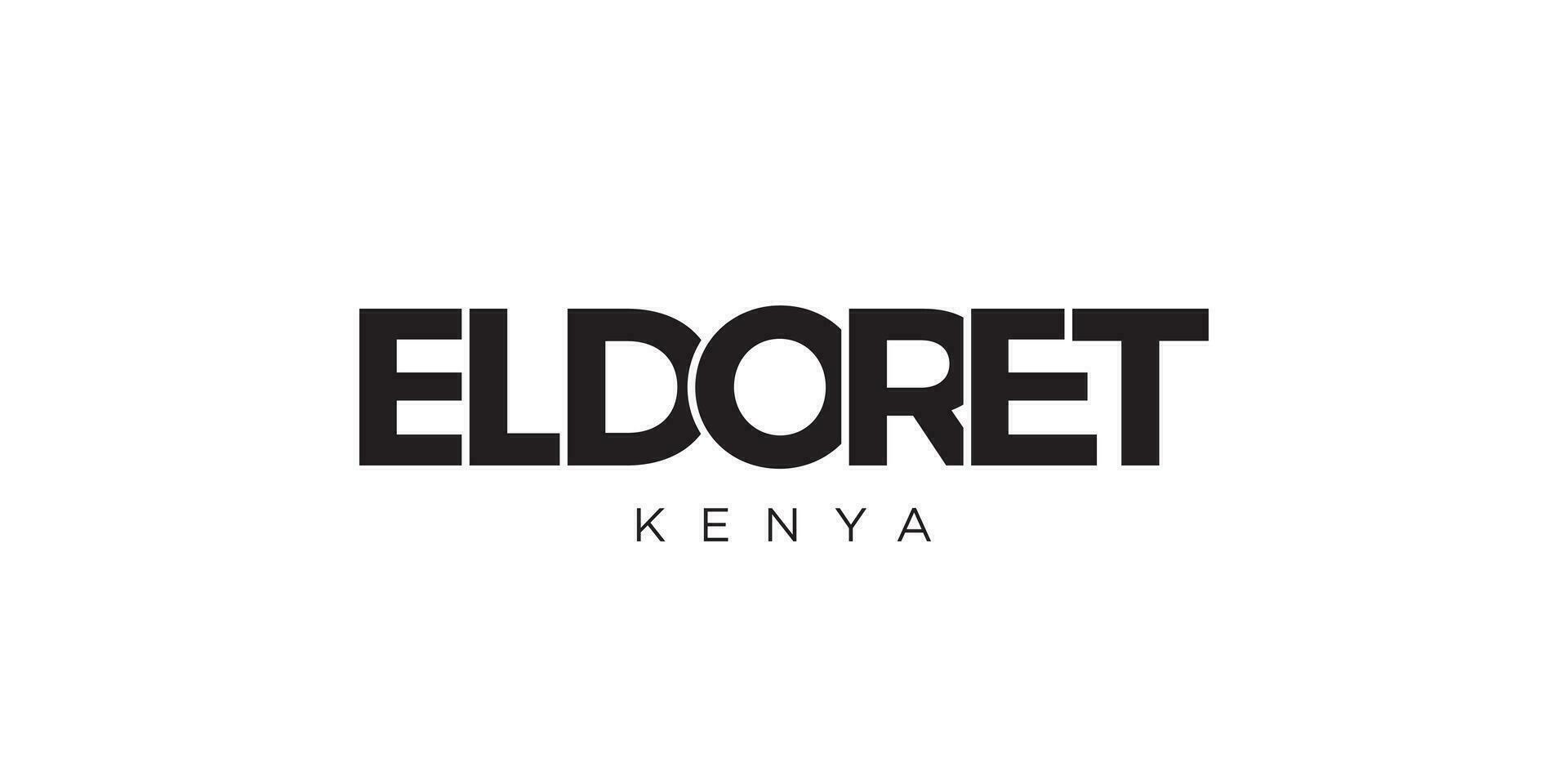 eldoret in de Kenia embleem. de ontwerp Kenmerken een meetkundig stijl, vector illustratie met stoutmoedig typografie in een modern lettertype. de grafisch leuze belettering.