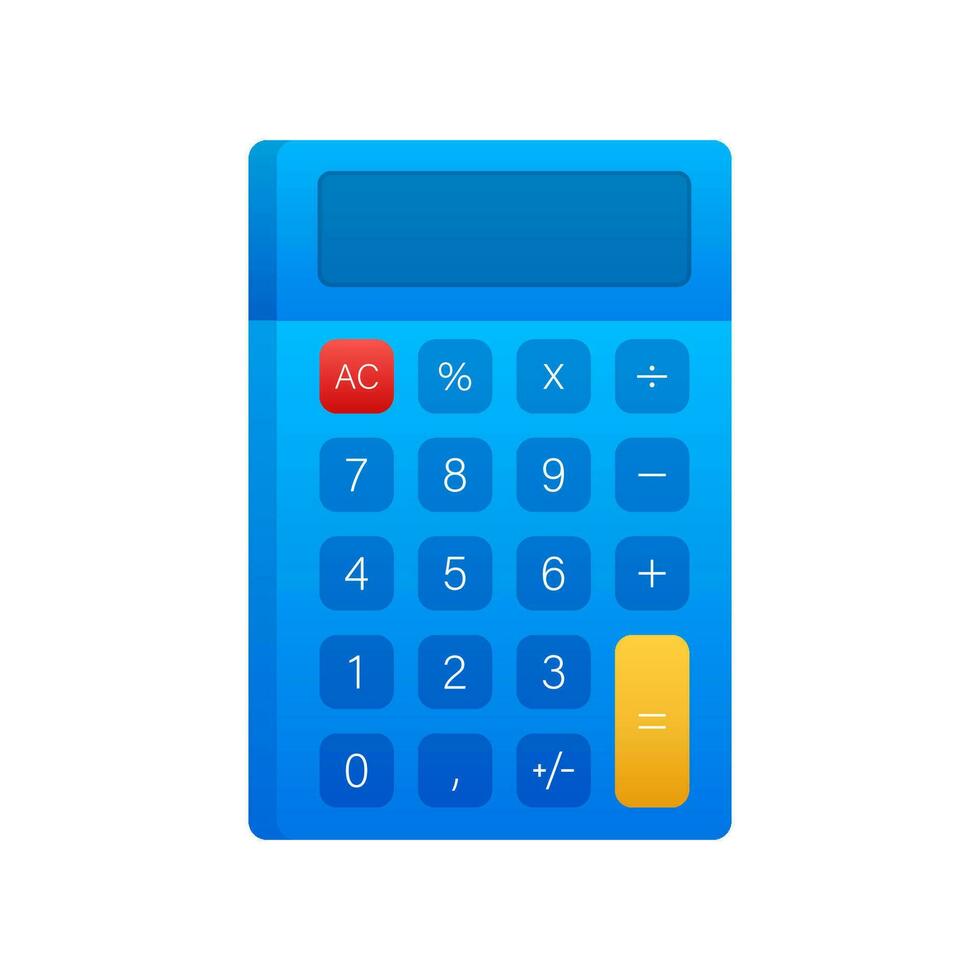 blauw rekenmachine wit achtergrond. modern ontwerp. elektronisch portable rekenmachine. vector voorraad illustratie